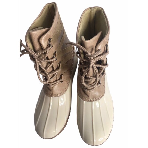 Yoki Dylan Duck Boots Womens 8 Insulated Cream/Beige Rubber Lace-Up Outdoors - Picture 7 of 13